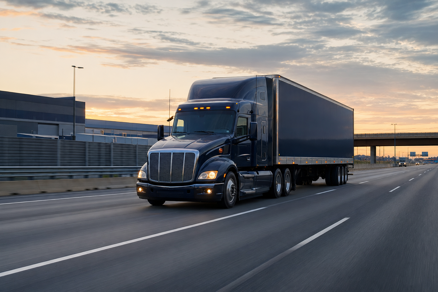 Verroway road freight truck at a modern logistics terminal